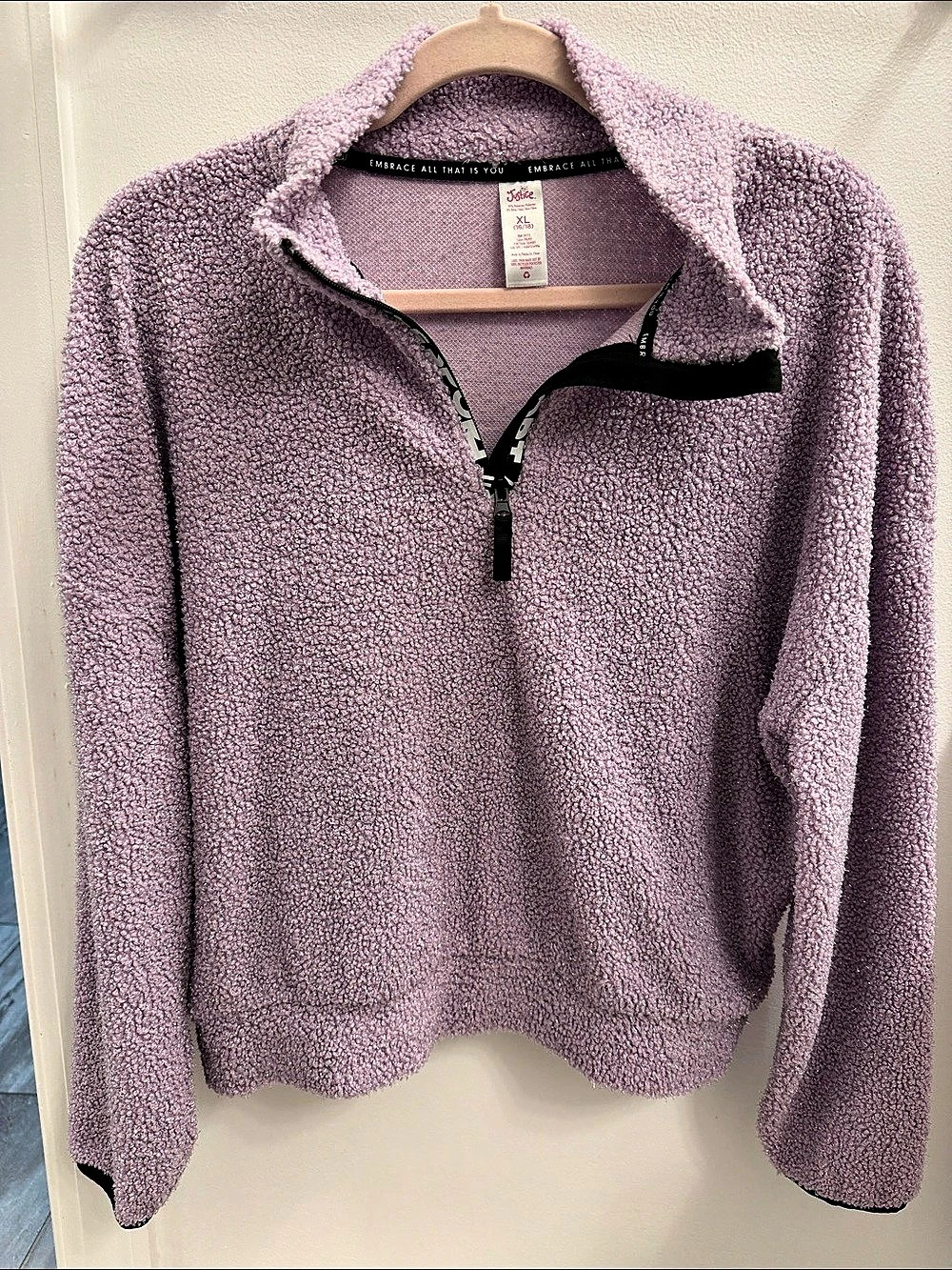 Justice Purple Fleece Sparkle Pullover Size XL